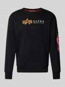 Alpha Industries Sweatshirt mit Label-Print und Reißverschlusstasche i...