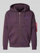 Alpha Industries Sweatjacke mit Label-Details in Pflaume, Größe M