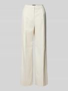 comma Hose mit weitem Bein und Bügelfalten in Beige, Größe 36