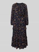 Lauren Ralph Lauren Midikleid mit Volants Modell 'CHEMERIN' in Marine,...