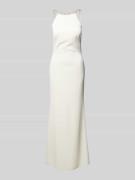 Mascara Abendkleid mit Ziersteinbesatz in Weiss, Größe 44
