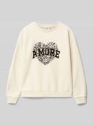 Only Regular Fit Sweatshirt mit Glitzer-Print Modell 'RUNA' in Offwhit...