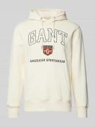 Gant Hoodie mit Label-Print in Offwhite, Größe L