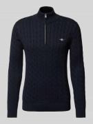 Gant Strickpullover mit Zopfmuster in Marine, Größe XXL