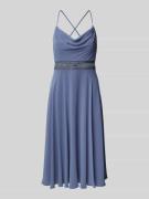 V.M. Cocktailkleid mit Wasserfall-Ausschnitt in Hellblau, Größe 34