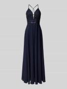 V.M. Abendkleid mit Häkelspitze in Marine, Größe 44