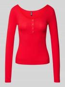 Pieces Slim Fit Langarmshirt mit Baumwolle Modell 'KITTEN' in Rot, Grö...