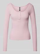 Pieces Slim Fit Langarmshirt mit Baumwolle Modell 'KITTEN' in Rosa, Gr...