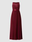 Luxuar Abendkleid aus Spitze und Chiffon in Bordeaux, Größe 40