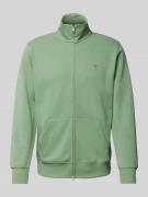Gant Regular Fit Sweatjacke mit Label-Stitching in Schilf, Größe L