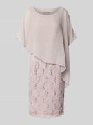 Swing Knielanges Cocktailkleid mit Rundhalsausschnitt in Altrosa, Größ...