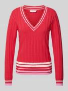 LIU JO SPORT Strickpullover mit V-Ausschnitt in Rot, Größe S