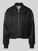 Original Bombers Bomberjacke mit Label-Stitching in Black, Größe L