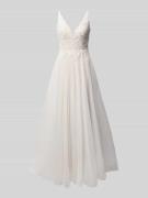 Mascara Brautkleid mit Spitzenbesatz in Offwhite, Größe 34