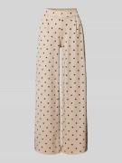 ICHI Wide Leg Stoffhose mit Bundfalten Modell 'KATE' in Beige, Größe L