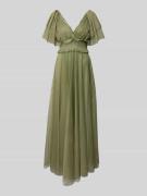 LACE & BEADS Abendkleid mit Smok-Details in Oliv, Größe XS