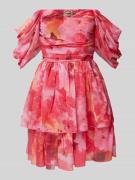 LACE & BEADS Cocktailkleid mit Volants in Pink, Größe S