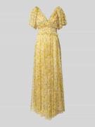 LACE & BEADS Abendkleid mit Smok-Details in Hellgelb, Größe L