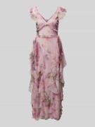 LACE & BEADS Abendkleid mit Volants in Rosa, Größe M