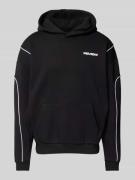 REVIEW Hoodie mit Label-Print in Black, Größe L