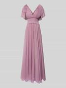 LACE & BEADS Abendkleid mit Volants in Rose, Größe XXS