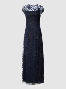 Luxuar Abendkleid mit Stickereien in Marine, Größe 34