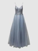 Mascara Abendkleid mit Zierperlen und Pailletten in Bleu, Größe 36