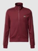 Lacoste Sweatjacke mit Stehkragen in Bordeaux, Größe XL