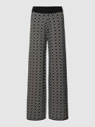 Milano Italy Wide Leg Stoffhose mit Allover-Muster in Black, Größe XS