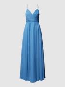 Luxuar Abendkleid mit Ziersteinbesatz in Bleu, Größe 34