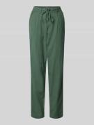 QS Tapered Fit Leinenhose mit Tunnelzug in Oliv, Größe 32/30
