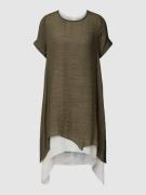 Apricot Knielanges Kleid im Double-Layer-Look in Khaki, Größe XS