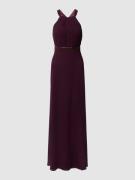 V.M. Damen Abendkleid mit Paillettenbesatz in Bordeaux, Größe 42