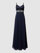 V.M. Abendkleid mit Paillettenbesatz in Dunkelblau, Größe 42