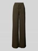 Kaffe Wide Leg Stoffhose aus Viskose-Leinen-Mix Modell 'MILIA' in Khak...