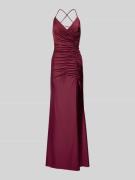 Mascara Abendkleid in Wickel-Optik in Dunkelrot, Größe 44