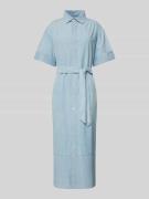 Polo Ralph Lauren Midikleid mit Taillengürtel in Blau Melange, Größe 4...