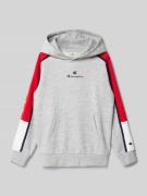 CHAMPION Hoodie mit Label-Print in Mittelgrau Melange, Größe 164