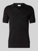 Lindbergh Slim Fit Poloshirt mit V-Ausschnitt Modell 'Ecovero' in Blac...