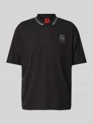 HUGO Poloshirt mit Label-Print Modell 'Dodac' in Black, Größe L