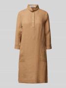 Christian Berg Woman Knielanges Leinenkleid mit Stehkragen in Mud, Grö...