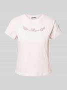 Review T-Shirt mit Motiv-Print in Rose, Größe L