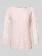 More & More Strickpullover mit U-Boot-Ausschnitt in Rose, Größe 34