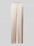 comma Straight Leg Stoffhose mit elastischem Bund in Beige, Größe 34