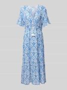 B.Young Midikleid mit Häkelspitze Modell 'HALBA' in Blau, Größe 34