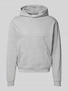REVIEW Hoodie mit Känguru-Tasche in Hellgrau Melange, Größe L