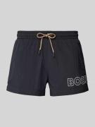 BOSS Relaxed Fit Badeshorts mit Label-Print Modell 'Mooneye' in Black,...