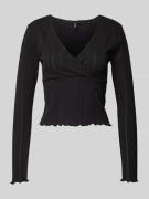 Only Slim Fit Langarmshirt aus Baumwoll-Mix Modell 'CARLOTTA' in Black...