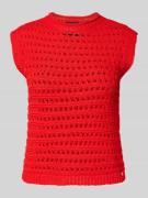 Marc Cain Stricktop mit Lochmuster in Rot, Größe 36
