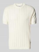 Lindbergh T-Shirt in Strick-Optik mit Zopfmuster in Offwhite, Größe XX...